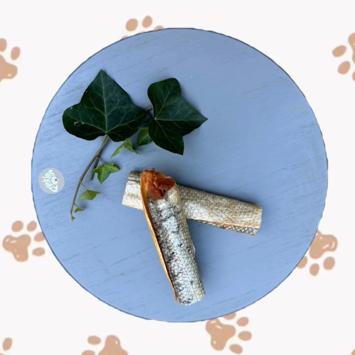 zalmhuid met vlees voor hondensnacks